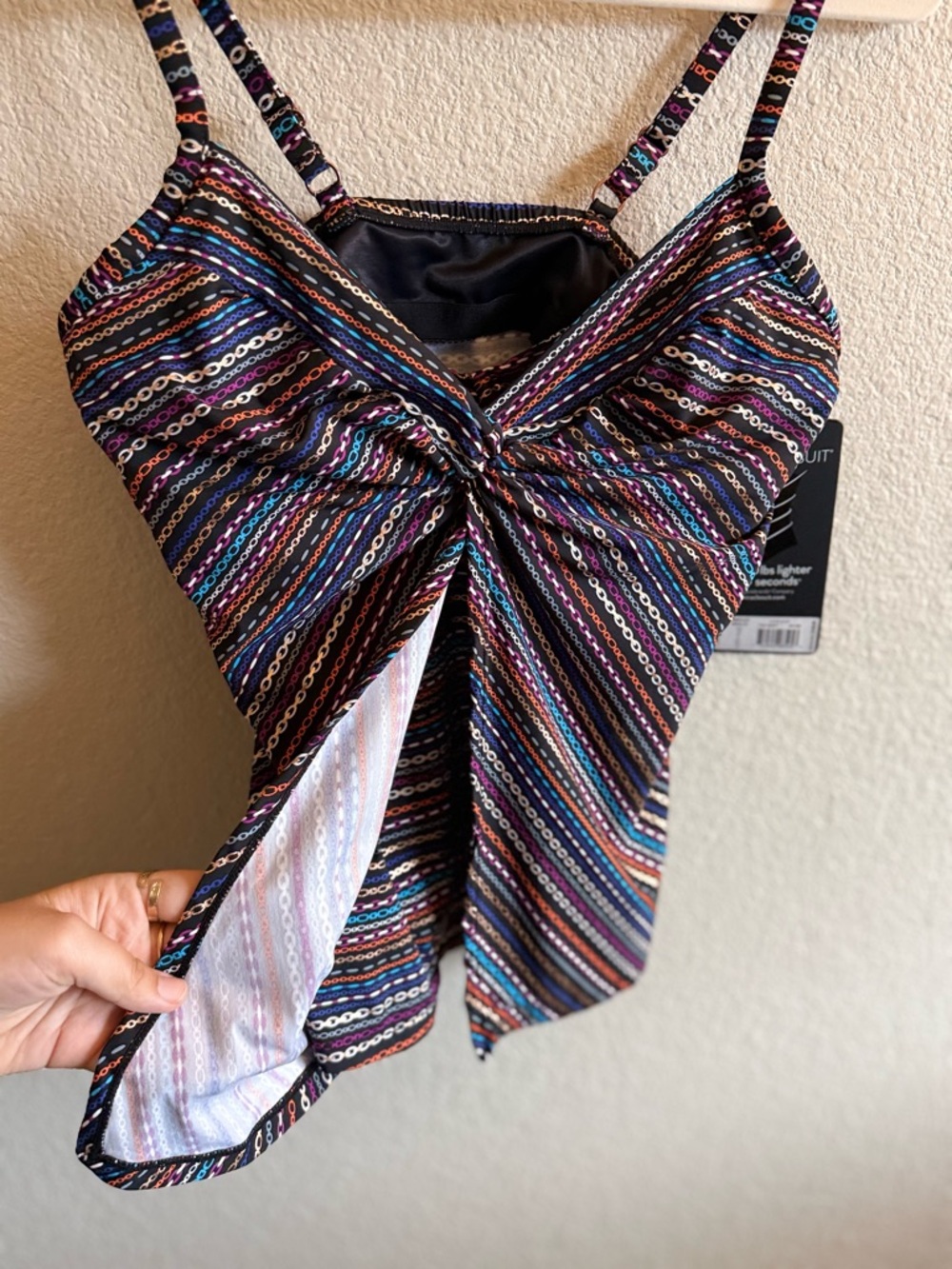 NWT Miraclesuit Shimmer Links Love Knot Underwire Tankini Swim Top Luxury Beach - Picture 4 of 10